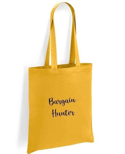 Schnäppchenjäger Druck Tragetasche Einkaufstasche 100 % Baumwolle mit langen Griffen - Bild 10 von 11