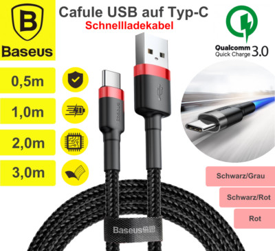 Baseus Cafule USB auf Typ-C für Samsung Xiaomi USB C Schnellladekabel 0,5-3,0m
