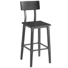 Industrial Style Rustic Black Wood Restaurant Dining Barstool