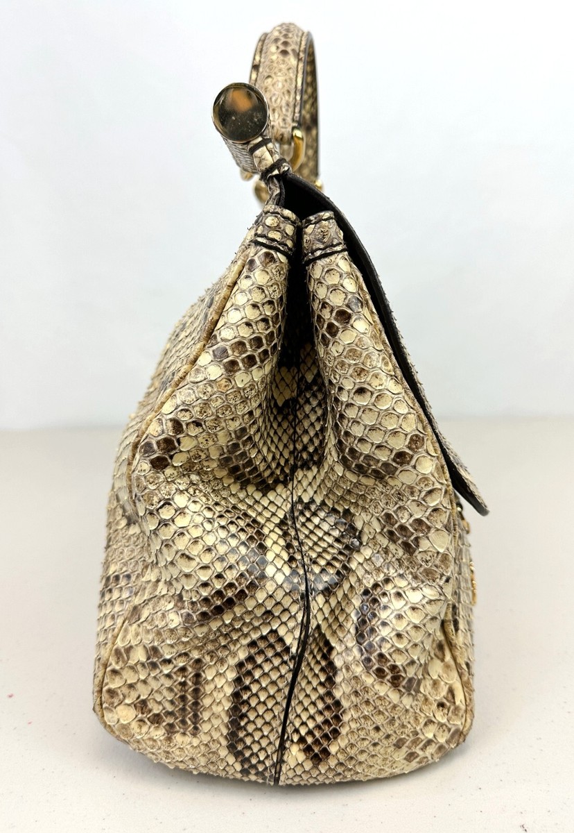 Dolce & Gabbana ミディアムパイソンレザーシシリーハンドバッグ DOLCE & GABBANA Beige Miss Sicily Python Leather Large