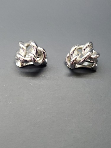 Vintage Christian Dior 1969 Germany Link Silberfarben Metall Ohrclips - Bild 13 von 18