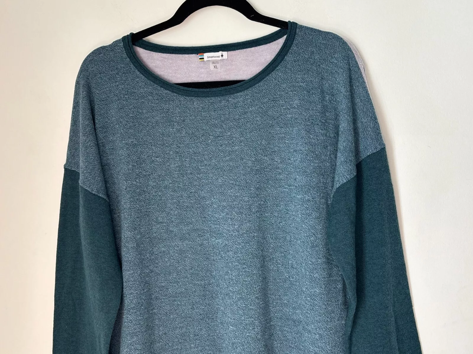 smartwool shadow pine colorblock wool crew sweater