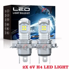2x 6V H4 LED Motorcycle Headlight Bulb High Low Beam Motorbike White Lamp 6Volt