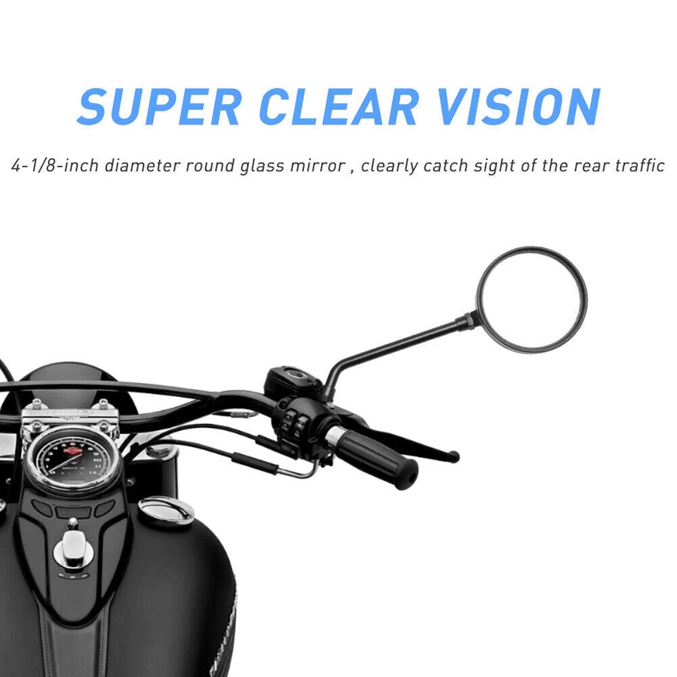 Espejos retrovisores redondos para motocicleta M10 M8 para Kawasaki KZ650 KZ750 KZ900 KZ1000 Foto 4 de 4