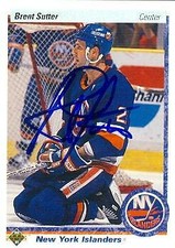 Brent Sutter autographed Hockey Card (New York Islanders) 1990 Upper Deck #249