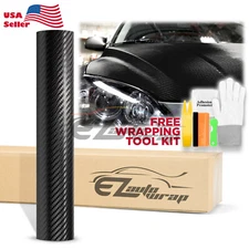 3D Carbon Fiber Shiny Black Matte Textured Vinyl Wrap Sticker Decal Bubble Free