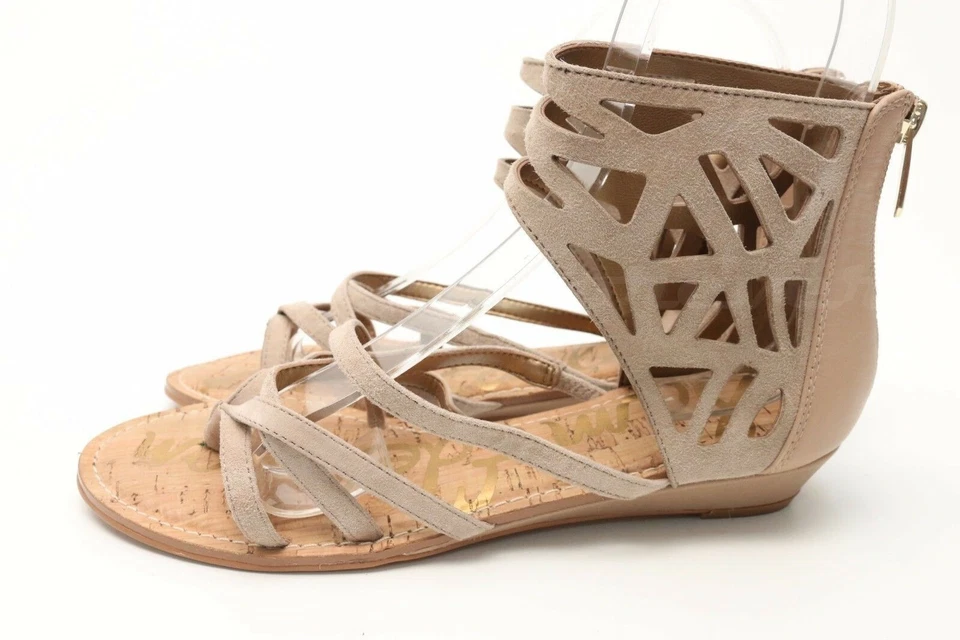 Womens SAM EDELMAN DANA Light Brown Suede Zip Ankle Strap Sandals Size 6 - Image 2 of 4