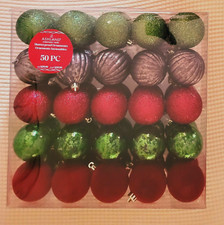 NIB Ashland Christmas Glittered Ornaments 2.2 In 50 Pieces Shatterproof - Sealed