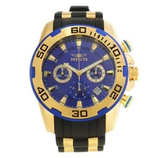 Invicta Men's Watch Pro Diver Scuba Chrono Blue and Gold Tone Dial Strap 22313