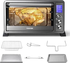 AC25CEW-BS Large 6-Slice Convection Toaster Oven Countertop, 10-In-One with Toas