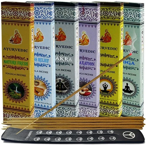 Ayurvedic 180 Incense Sticks Multifragrance & Holder Bundle Handcrafted Insence
