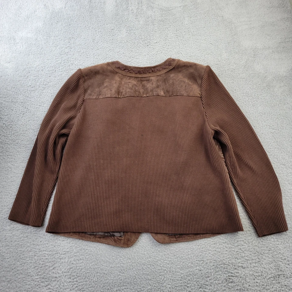 Blazer Peter Nygård Mujer 2X 2XL XXL Marrón Cuero Genuino Manga Larga Foto 2 de 4