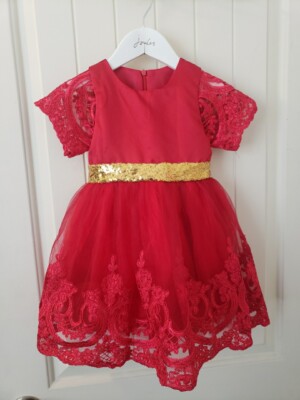 christmas dress size 3t Baby And Toddler Girls Long Sleeve Christmas Print Everyday Dress - RED