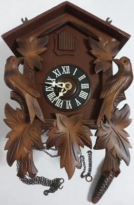 木製カッコウ時計 ダークブラウン made in west Garmany Vintage Black Forest Wood Cuckoo Clock Birds Mfg Co. West Germany