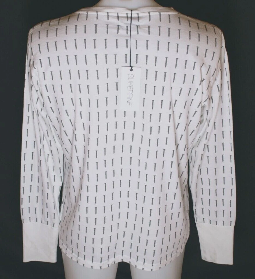 Nueva Camiseta Para Hombre Superfina Mangas Largas Uñas M L XL RRP£90 Hecha en Italia Blanca Foto 2 de 2