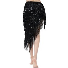 Belly Outfit Girl Bellydance Skirt Triangle Sequins Dance Long Tassel Hip Scarf