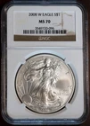 2008-W $1 Silver American Eagle MS 70 NGC # 3549720-096 + Bonus