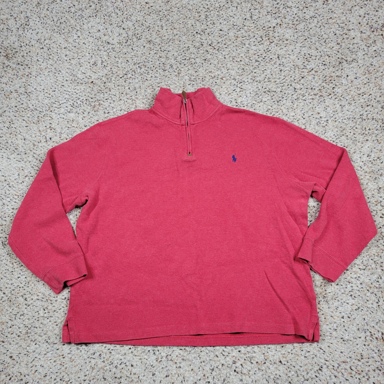 Polo Ralph Lauren maglione uomo extra large rosso quarto zip felpa pony A11*