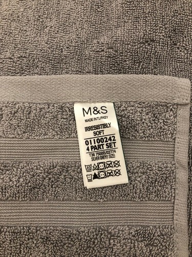 M&S 2er Set Bad- und Handtücher 500GSM Reine Baumwolle Silbergrau - Bild 4 von 4