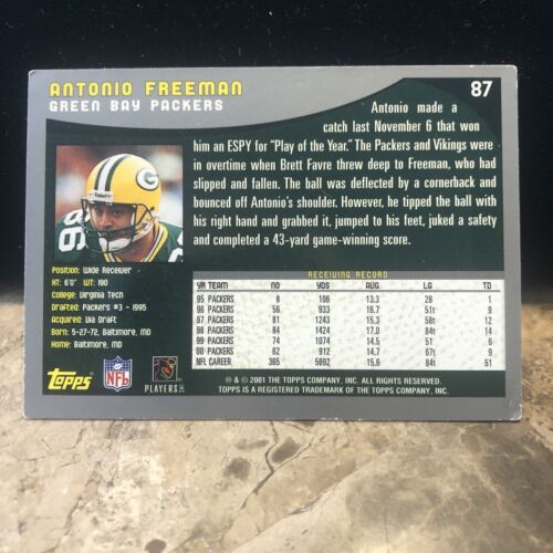 2001 Topps Topps Collection Antonio Freeman #87 - Picture 2 of 2