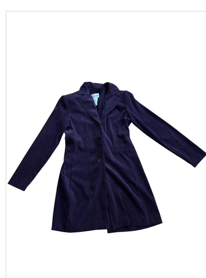 Moda Bug Ciruela Imitación Gamuza Traje Pantalones-Chaqueta Talla 6 Foto 2 de 4