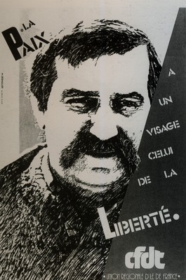1982 Desmullier CFDT La paix a un visage, Lech Walesa, Post Poster Leinwand Film