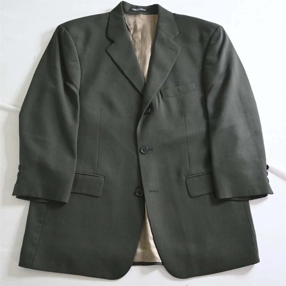De Colección Alfani 40S 34x28 Verde Oliva 100% Lana Hombre Chaqueta Pantalones Traje Foto 2 de 4
