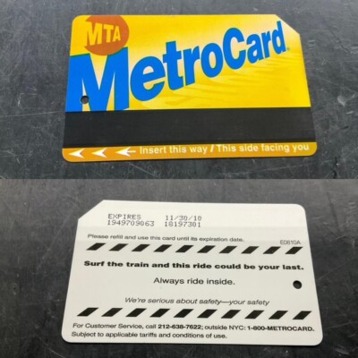 NEW YORK CITY MTA EXPIRED 2010 Subway METRO CARD ''SURF THE TRAIN AND THIS '' USED