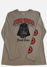 STAR WARS DARTH VADER DARK SIDE BOYS SZ XL LNG SLV LT GRAY T-SHIRT TEE BRAND NEW