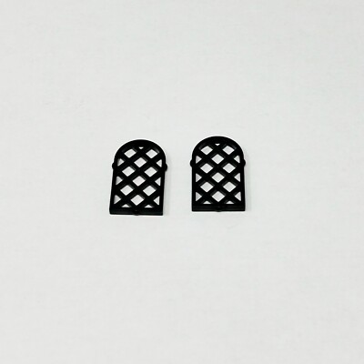 30046 LEGO Window 1x2x2 2/3 Pane Lattice Diamond Rounded Top BLACK (2)
