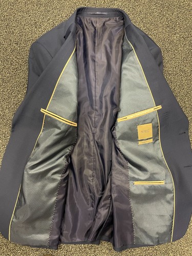 BENETTI TAILORED 3PC SUIT WOOL BLEND IN INDIGO 40R TRS W34 L32 BNWOT (0274) - Picture 2 of 9
