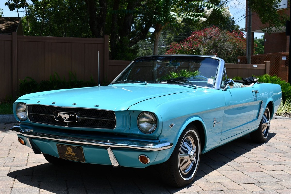 1964 Ford Mustang powder blue | 24x36 inch POSTER | vintage