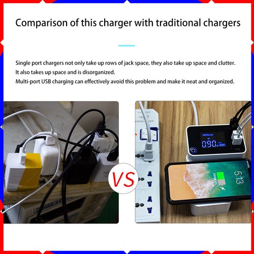 Multi-port USB wireless +1QC3.0+1Type-c Touch fast AC power adapter LCD display - Picture 3 of 17