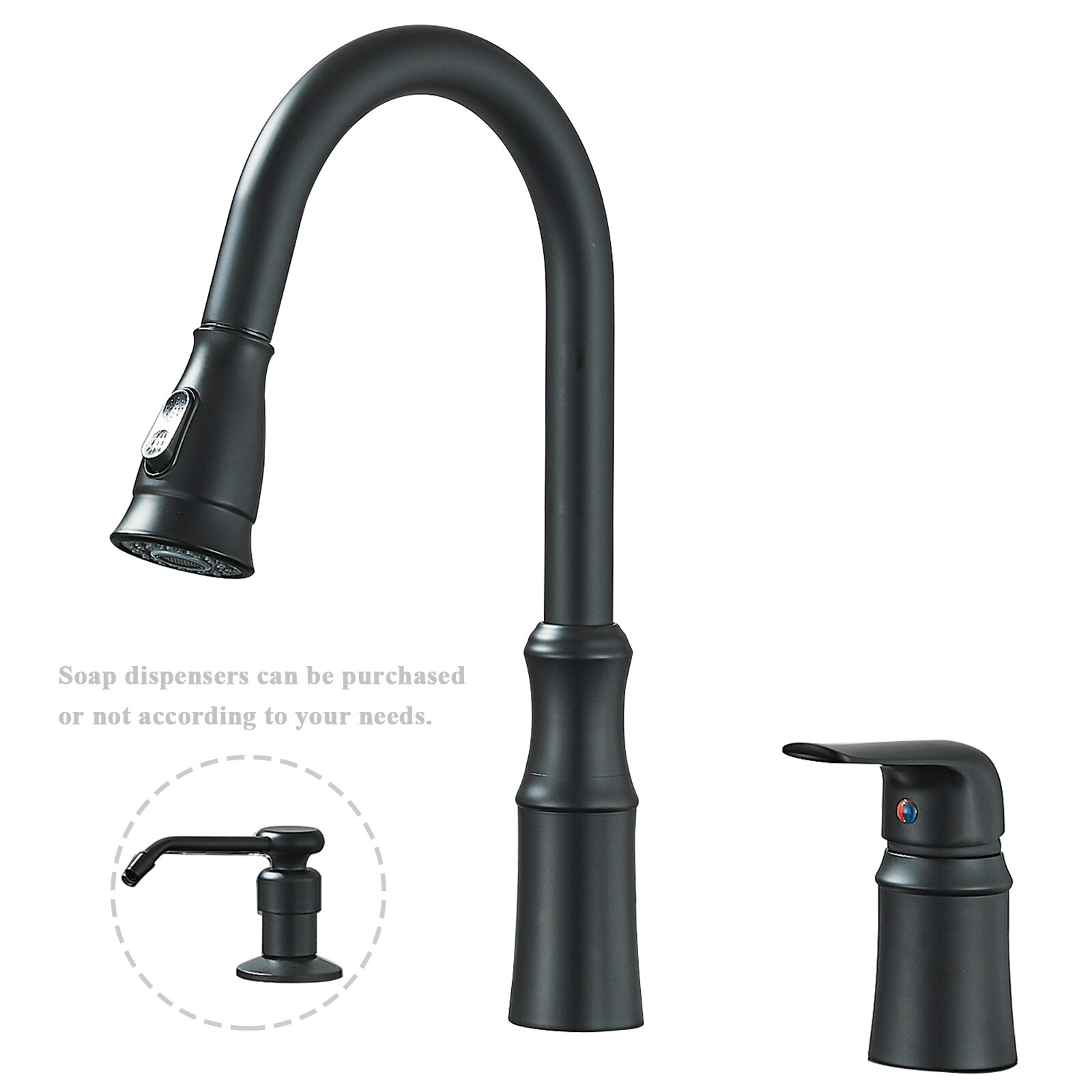 Stainless Steel Kitchen Faucet 2Hole 3Hole Sink Faucet Pull Down Sprayer 1Handle