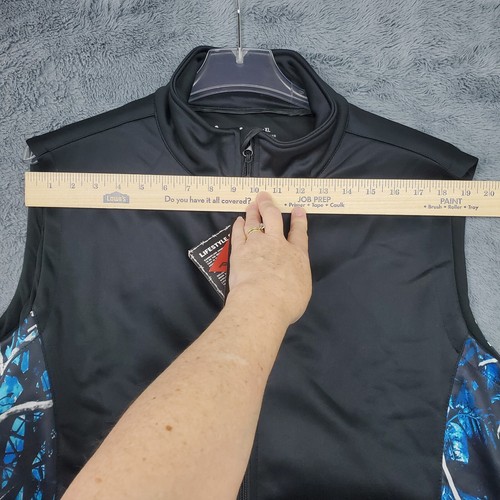 Men’s/Women's Unisex XL MOONSHINE CAMO Vest Black w/Blue Gray Camo Full Zip NWTO - Picture 12 of 20