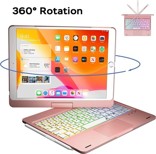 Keyboard Case Rotate Cover with Touchpad For iPad 9th/8th/7th Gen 10.2 inch 2021 - Picture 26 of 38