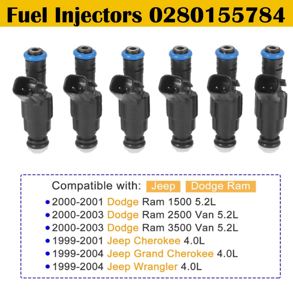 6x Inyectores de combustible originales Bosch OEM 4 orificios para 99-04 Jeep Cherokee Wrangler 4.0 Foto 2 de 4