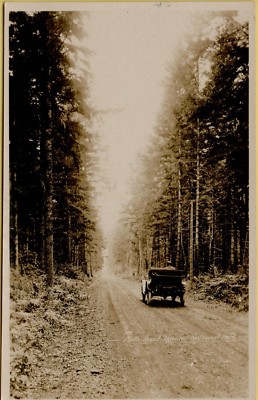 Old Car on Dirt Auto Road Rainier National Park WA RPPC Real Photo Postcard B38