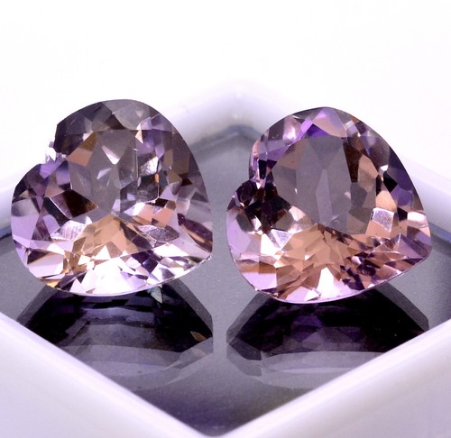 Certified Natural Pink Amethyst Heart Shape Cut Pair 15 mm 19.74 Cts Gemstones - Picture 7 of 7