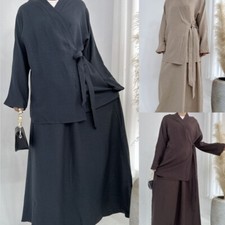 Muslim Islamic Abaya Sets Women Casual Tops Skirts Turkey Dress 2PCS Outfits