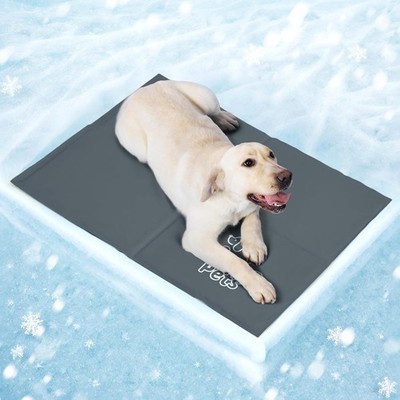 Mora Pets Kühlmatte Hund Katzen 120x80 cm Grau XL 40cm-80cm selbstkühlend