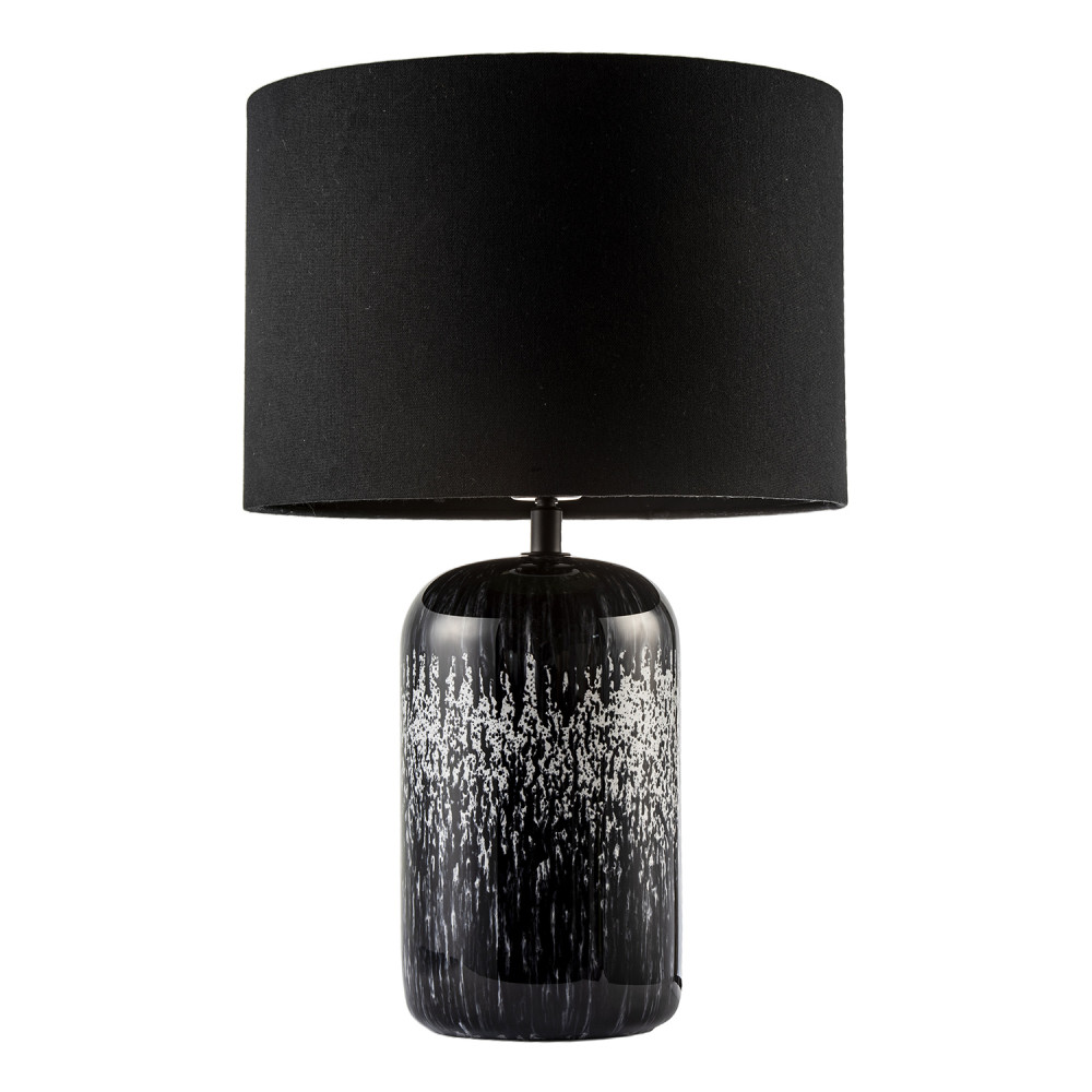 Modern Black and White Marble Drip Snowflake Glass Lamp with Shade by Happy H...