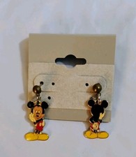 1990s Enamel Disney Mickey Mouse Front  Back Dangle Earrings