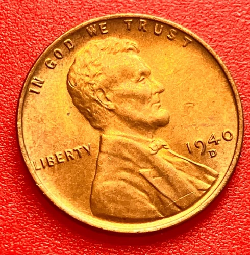 1940-D Lincoln Wheat Cent Penny GEM RED BU From an Original Bank Roll
