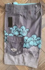 Hard Rock Cafe Board Shorts Swim Trunks Mens Guitar Hawaiian Floral NEW W/TAG