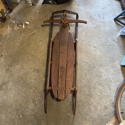 Vintage Flexible Flyer Airline Junior No. 251H Wooden Sled   Classic Steerable S