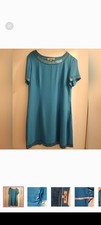 Vintage Chloe Dress. Teal With Beaded Accents. Size L. Lined.