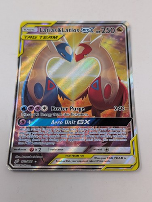 #ad 2019 POKEMON SUN amp; MOON TEAM UP #170 FULL ART LATIAS amp; LATIOS GX RAW $77.54