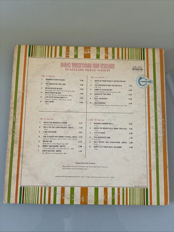 '71 Doc Watson LP DOC WATSON ON STAGE--LIVE ALBUM Vanguard VSD-9/10 ORIG. PRESS. - Image 2 of 4