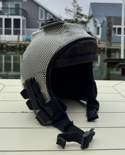 Skydiving Helmet Size M Black/White Herringbone Hard Shell ABS Adjustable